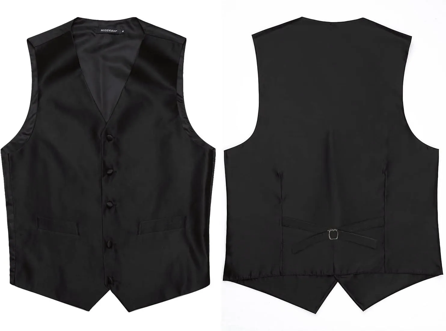 HISDERN 3PC Men's Paisley Floral Jacquard Suit Vest & Necktie and Pocket Square Formal Waistcoat for Tuxedo Wedding Party