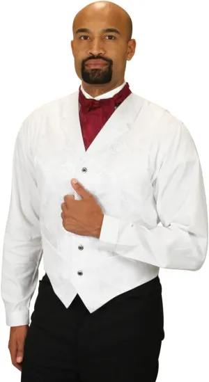 Historical Emporium Men's Satin Jacquard Formal Suit Vest, Victorian Edwardian Tuxedo Dress Waistcoat