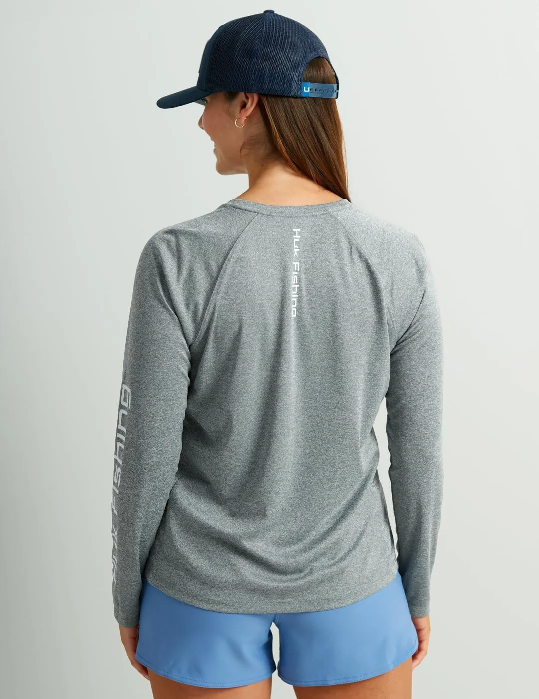 HUK Women's Pursuit Heather Crew Sleeve, Performance Shirt