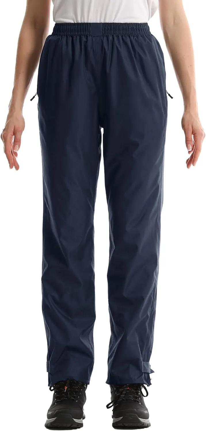 iCreek Women's Rain Pants Waterproof Rain Over Pants Hiking Pants Windproof Lightweight Outdoor for Golf, Fishing