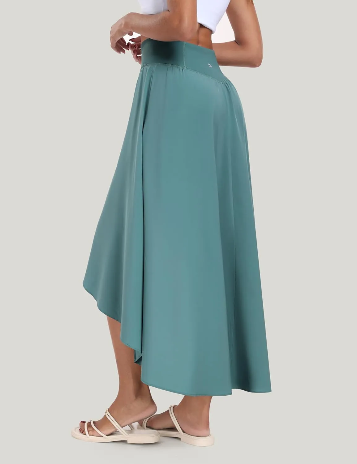 IUGA High Waist Maxi Skirt with Slit Ruffle Wrap Skirt Trendy Flowy Skirts for Women Long Skirts with Shorts Underneath