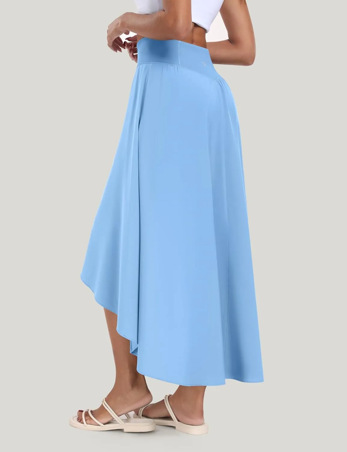 IUGA High Waist Maxi Skirt with Slit Ruffle Wrap Skirt Trendy Flowy Skirts for Women Long Skirts with Shorts Underneath
