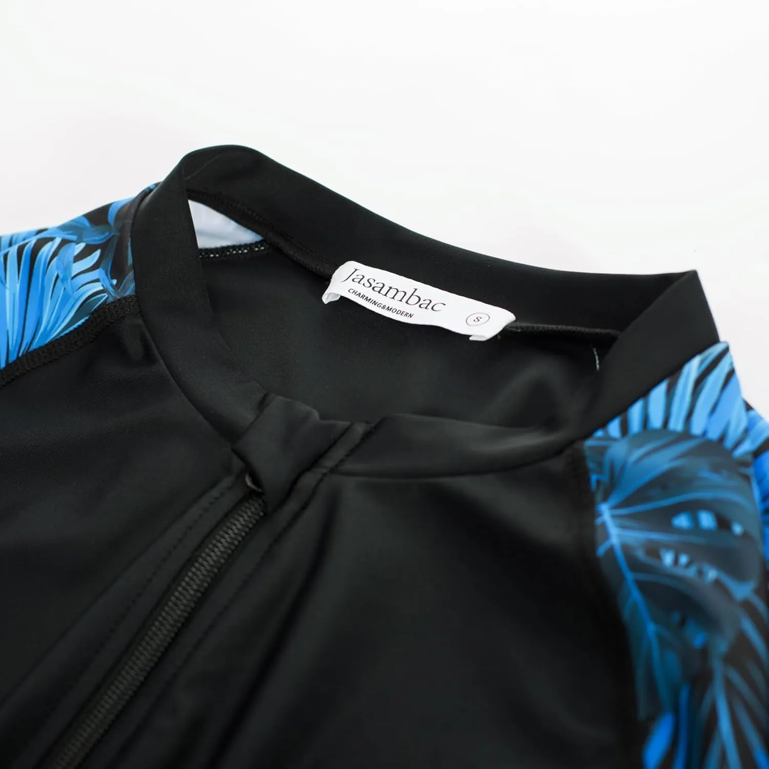 JASAMBAC Women 3 Piece Rash Guard Long Sleeve Zip Up Swimsuits with Boyshort UV UPF 50  Swim Shirt Built in Bra