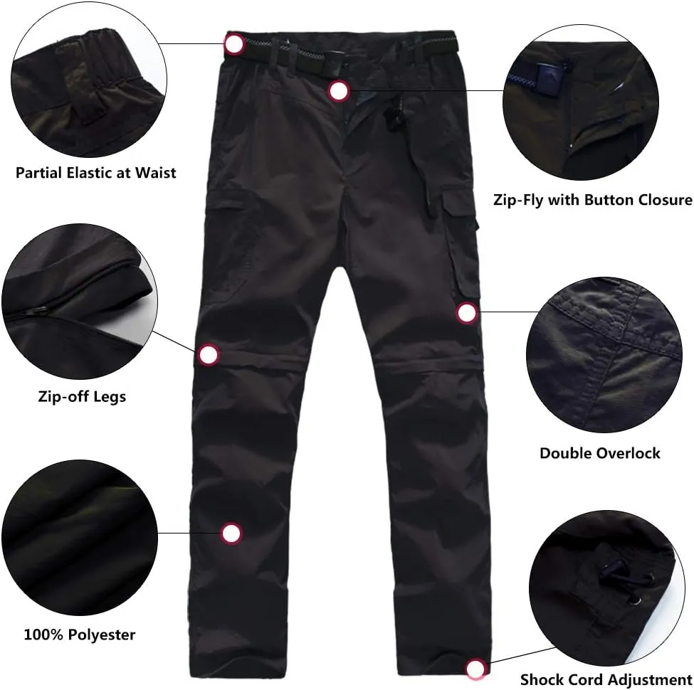 JOMLUN Mens Hiking Pants Zip Off Cargo Pants Lightweight Quick Dry Convertible Outdoor Shorts
