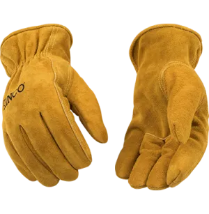 Kinco 50RL Lined Suede Cowhide Shirred Elastic Wrist Leather Hem Drivers Gloves (One Dozen)