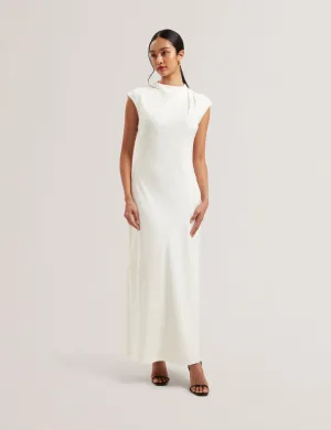 Kyamos Drape Detail Slip Maxi Dress Ivory