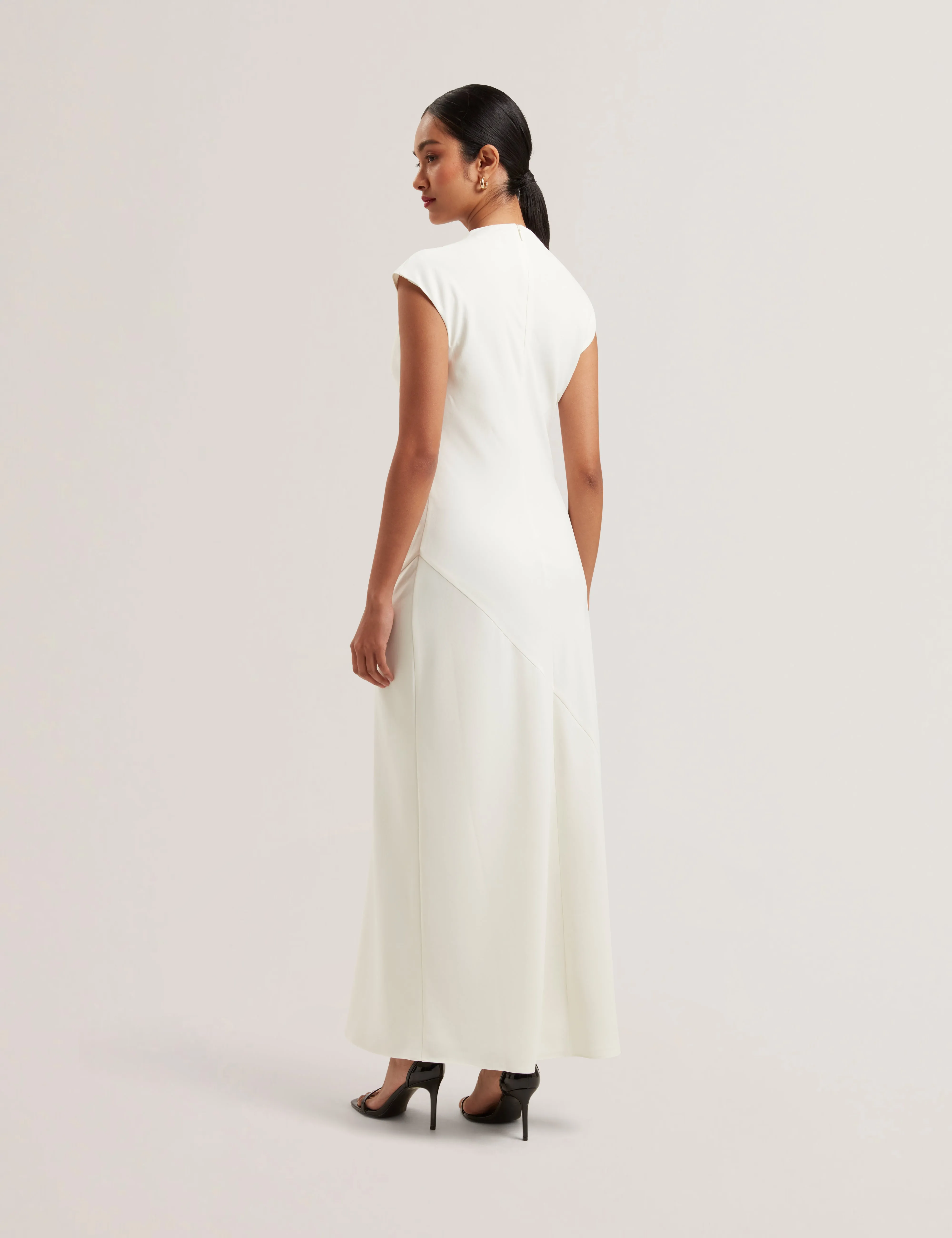Kyamos Drape Detail Slip Maxi Dress Ivory