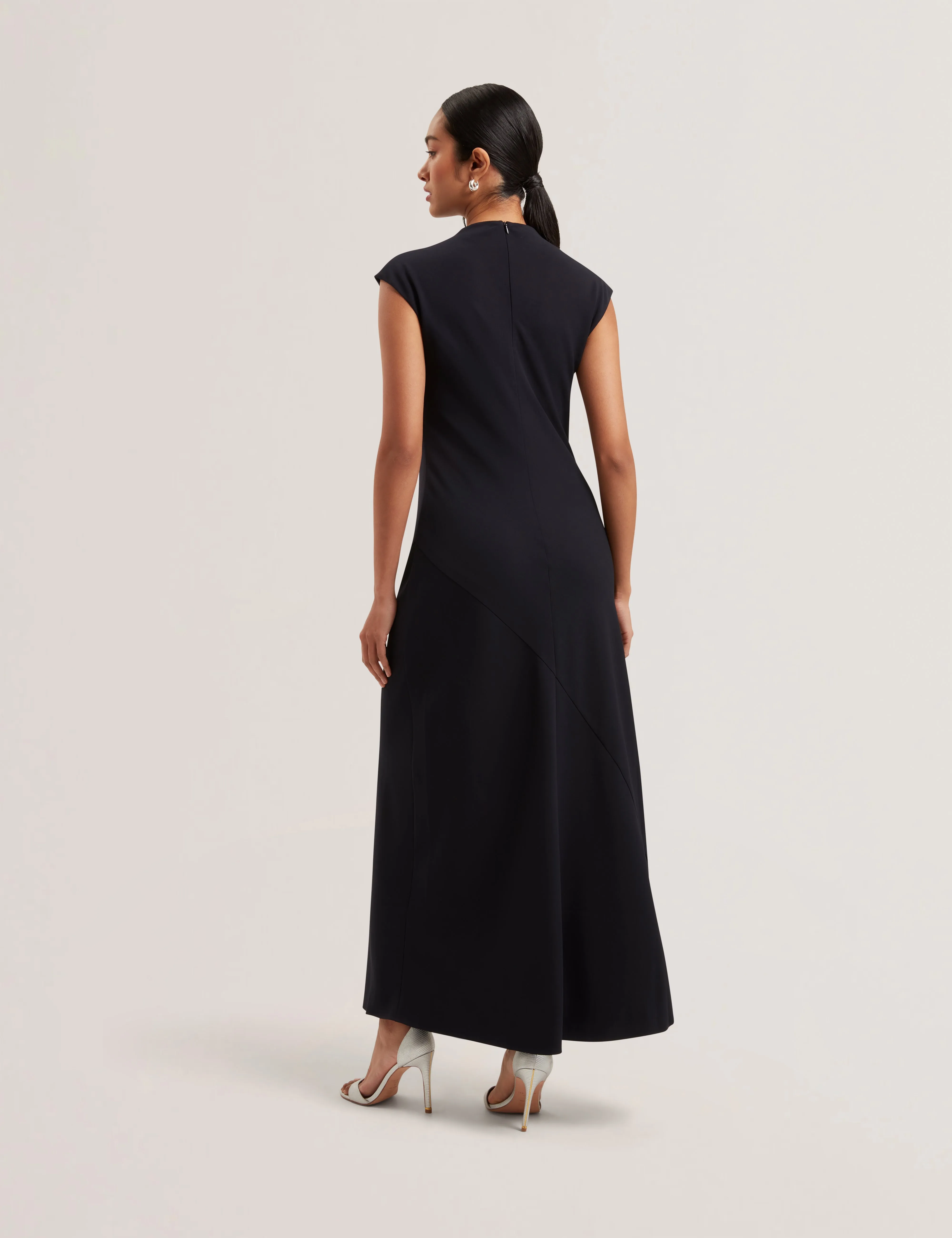 Kyamos Drape Detail Slip Maxi Dress Navy