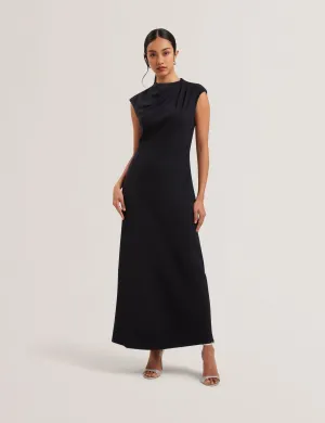 Kyamos Drape Detail Slip Maxi Dress Navy