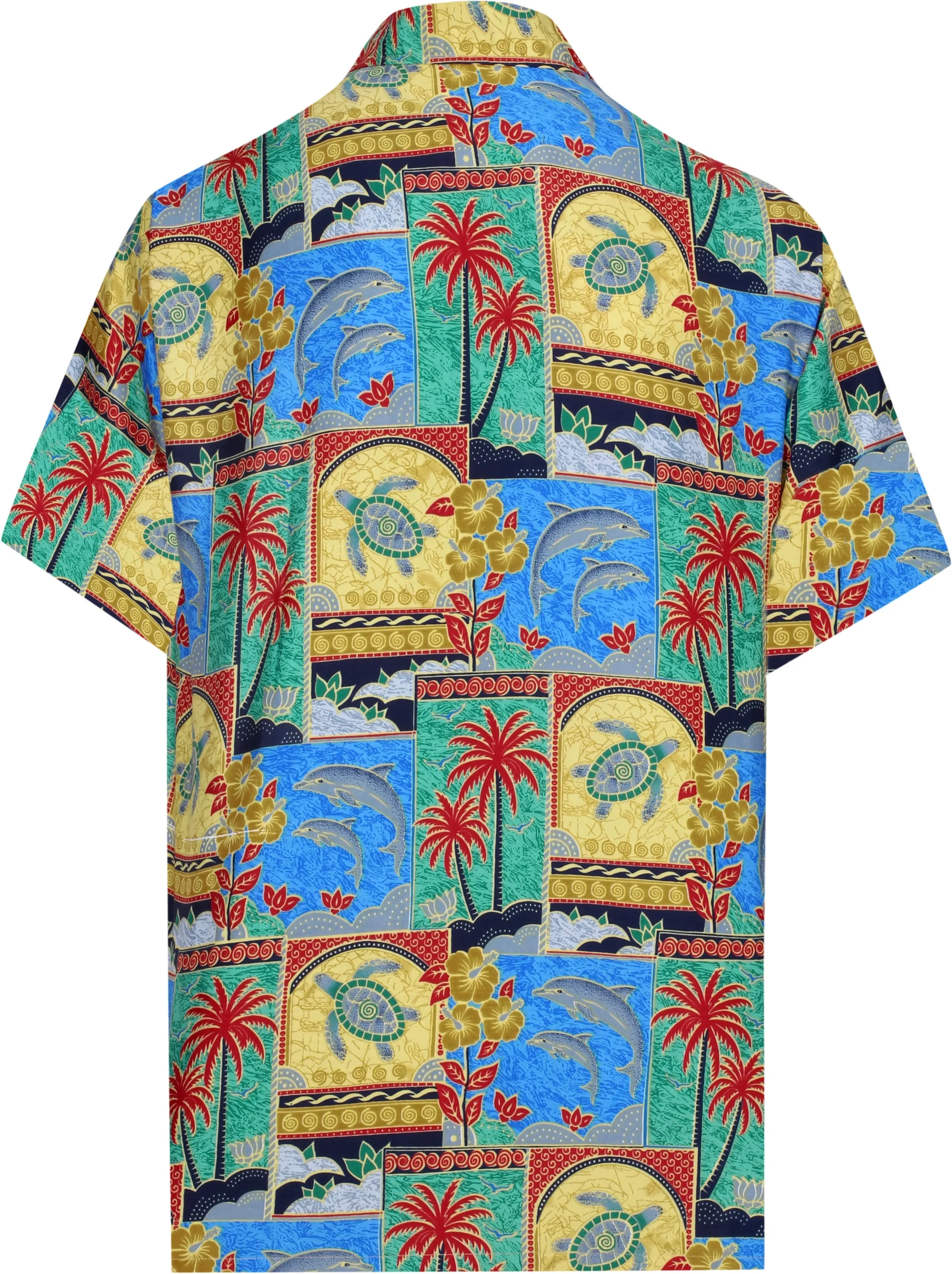 LA LEELA Shirt Casual Button Down Short Sleeve Beach Shirt Men Aloha Pocket shirt Green_W274