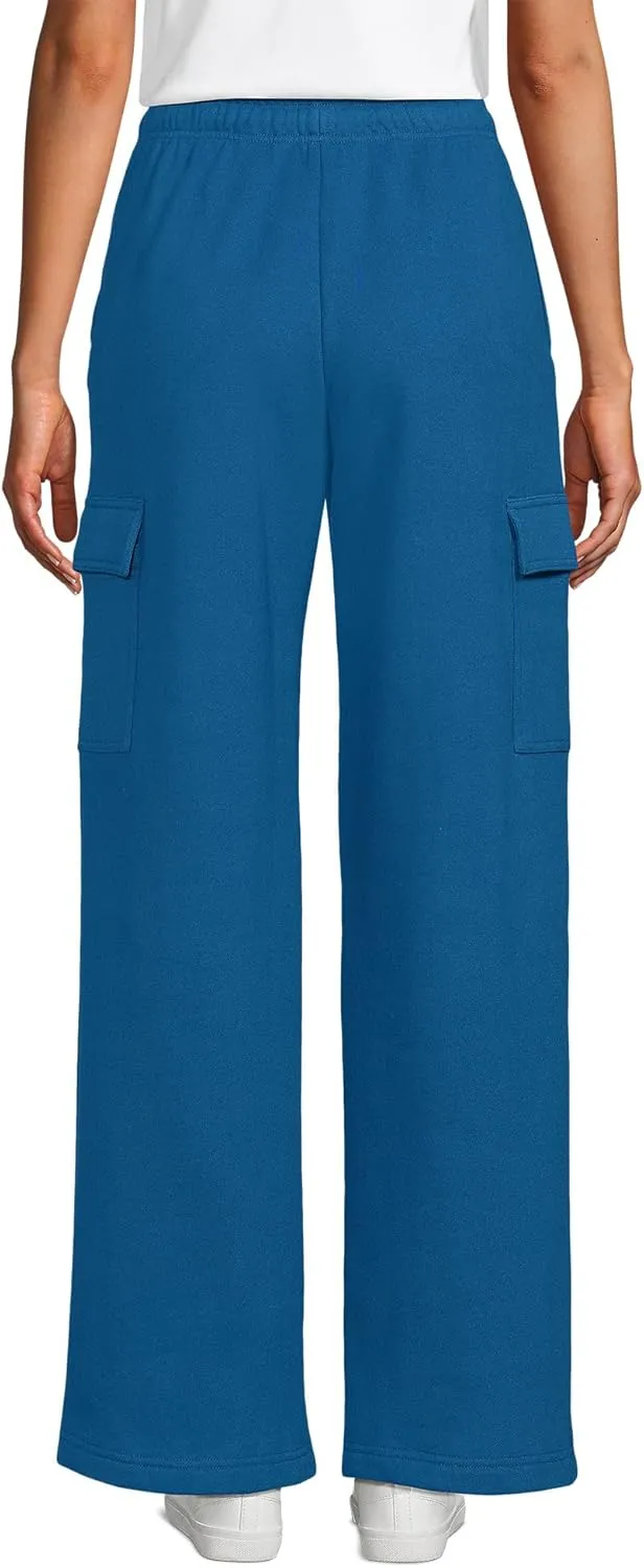 Lands' End Women's Serious Sweats High Rise Wide Leg Cargo Pants