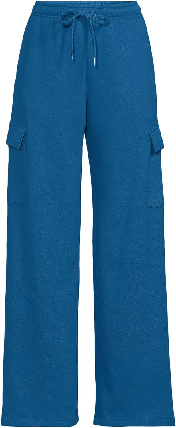 Lands' End Women's Serious Sweats High Rise Wide Leg Cargo Pants