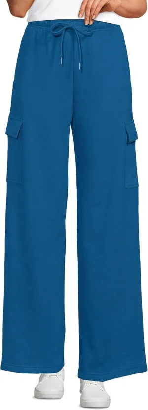 Lands' End Women's Serious Sweats High Rise Wide Leg Cargo Pants
