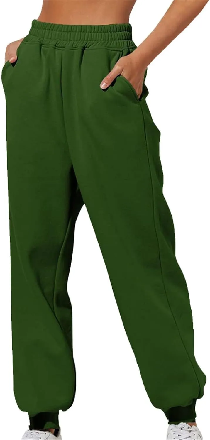 LCMTWX Oversized Fleece Joggers Sweatpants Winter Leisure Solid Color Hooded Sweater Pants with High Waisted Casual Sweat