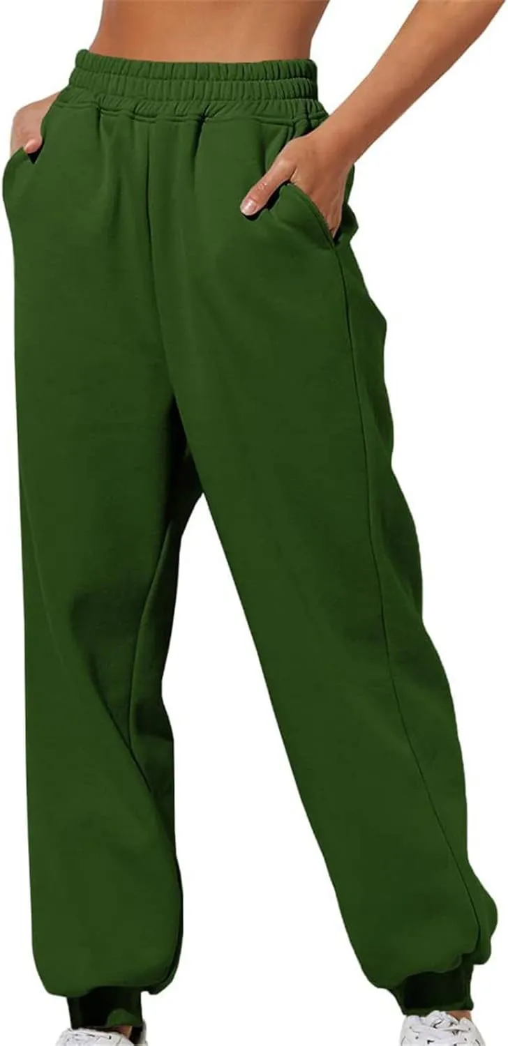 LCMTWX Oversized Fleece Joggers Sweatpants Winter Leisure Solid Color Hooded Sweater Pants with High Waisted Casual Sweat