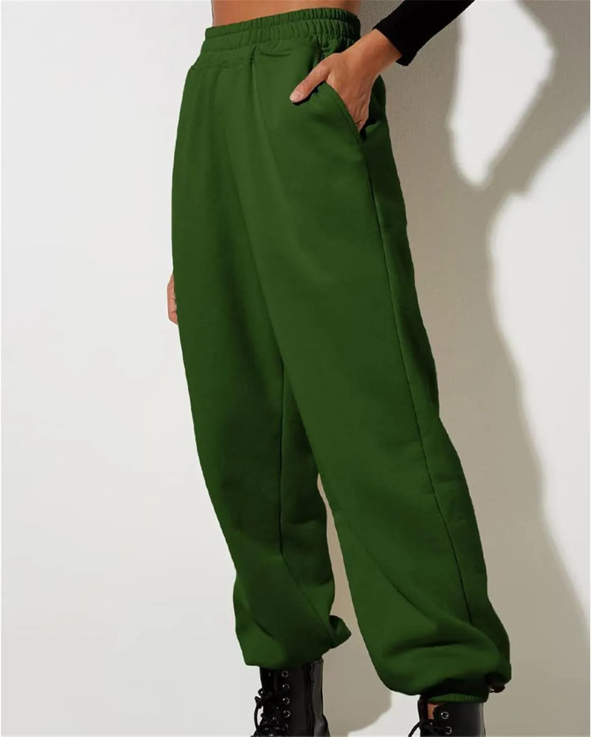 LCMTWX Oversized Fleece Joggers Sweatpants Winter Leisure Solid Color Hooded Sweater Pants with High Waisted Casual Sweat