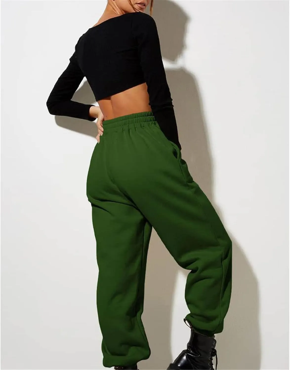 LCMTWX Oversized Fleece Joggers Sweatpants Winter Leisure Solid Color Hooded Sweater Pants with High Waisted Casual Sweat