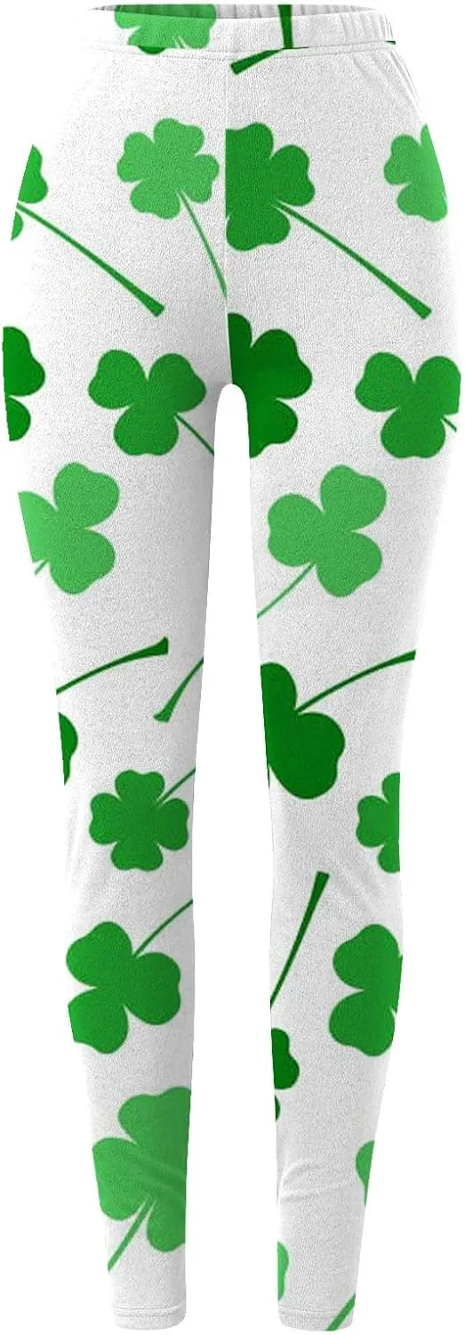 LCMTWX Womens St Patrick's Day Costume St. Patricks Day Print High Waist Yoga Pants for Women's Workout Clothes for Fold