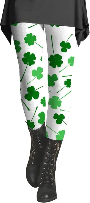 LCMTWX Womens St Patrick's Day Costume St. Patricks Day Print High Waist Yoga Pants for Women's Workout Clothes for Fold