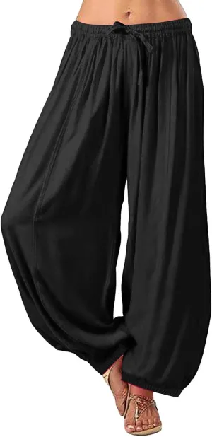 Linen Pants for Women Plus Size Solid Color Casual Loose Harem Pants Yoga Pants Trousers Summer Pants for Women 2025