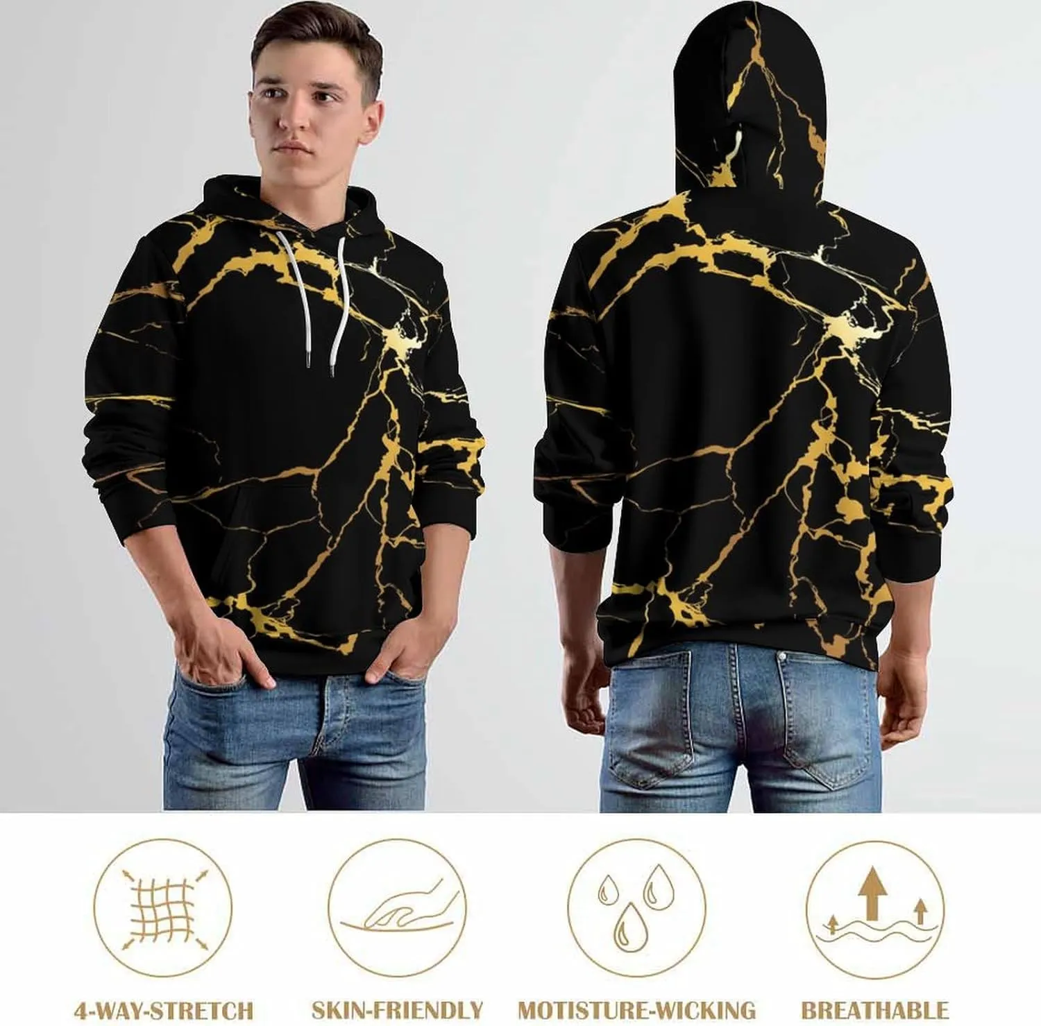 Long Sleeve Fashion Hoodie Pullover Sweatshirt Oversized Pockets Sweatshirts
