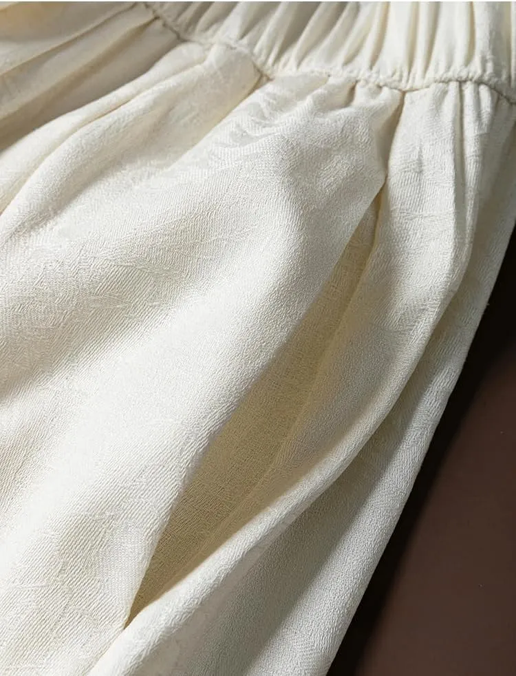 M Size Mulberry Silk Radish Pants Elastic Waist Loose Large Size Three-Dimensional Trousers Women Summer