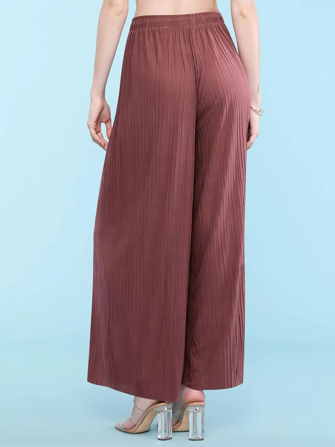 Made By Johnny Women's Pleated Wide Leg Palazzo Pants with Drawstring