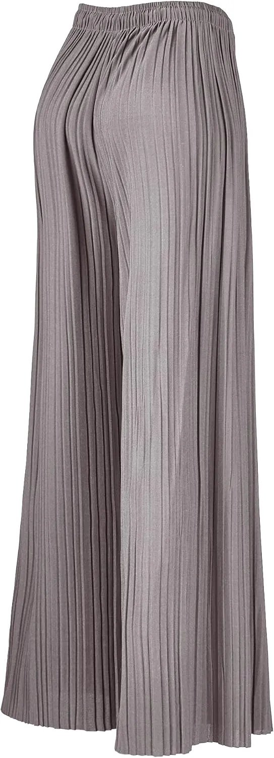 Made By Johnny Women's Pleated Wide Leg Palazzo Pants with Drawstring