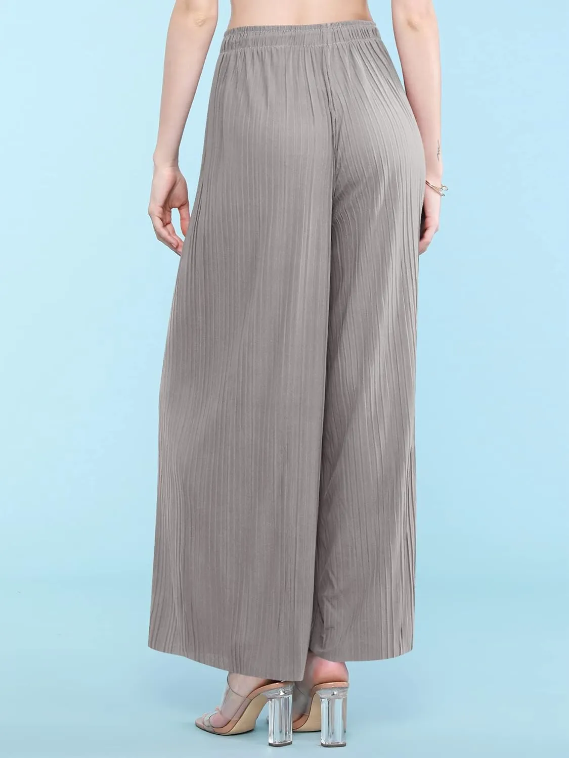 Made By Johnny Women's Pleated Wide Leg Palazzo Pants with Drawstring