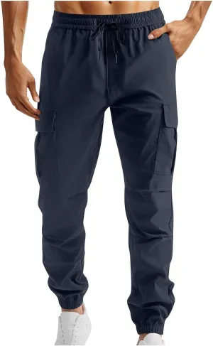 Men Joggers Pants with Pockets Slim Fit Baggy Chino Cinch Bottom Cargo Sweatpants Casual Workout Outdoor Sweat Pants