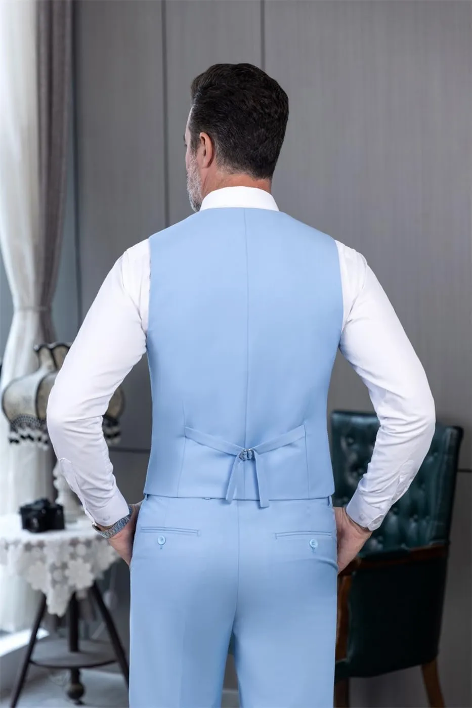 Men's 3 Piece Regualr Fit One Button Formal Business Men Suit Groomsman Tuxedos for Wedding(Blazer Vest Pant)