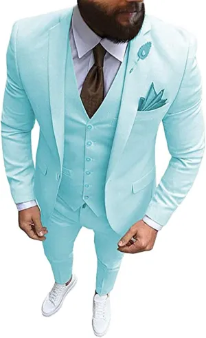 Men's 3 Piece Regualr Fit One Button Formal Business Men Suit Groomsman Tuxedos for Wedding(Blazer Vest Pant)