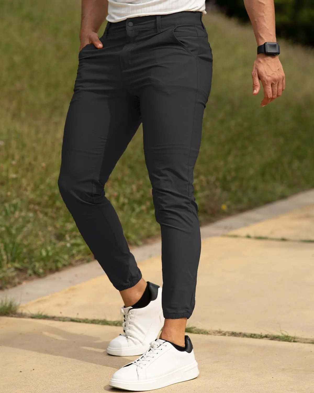 Men's 4-Way Stretch Slim Tapered Fit Golf Joggers -30" 28" 26" Inseam Nylon