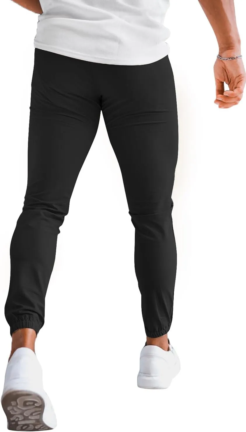 Men's 4-Way Stretch Slim Tapered Fit Golf Joggers -30" 28" 26" Inseam Nylon