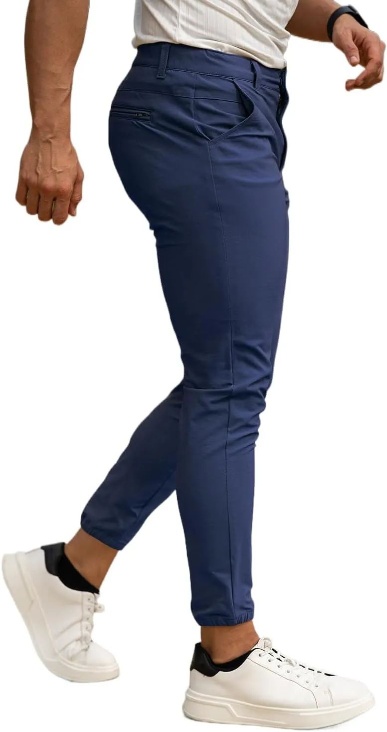 Men's 4-Way Stretch Slim Tapered Fit Golf Joggers -30" 28" 26" Inseam Nylon