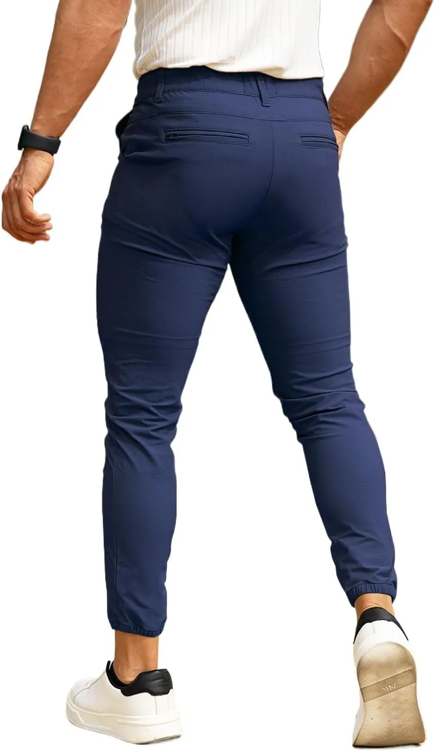 Men's 4-Way Stretch Slim Tapered Fit Golf Joggers -30" 28" 26" Inseam Nylon