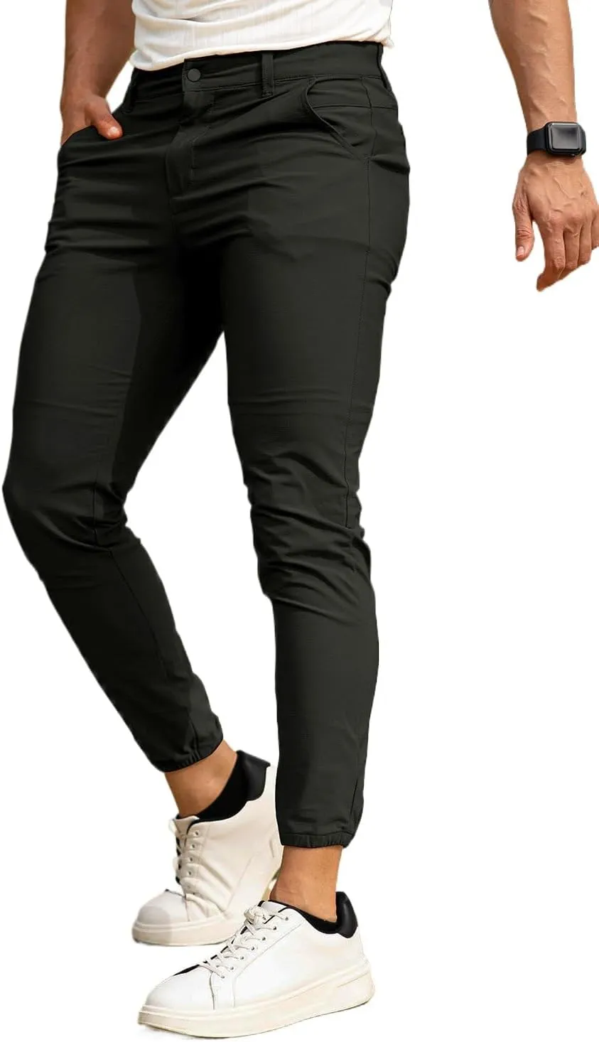 Men's 4-Way Stretch Slim Tapered Fit Golf Joggers -30" 28" 26" Inseam Nylon
