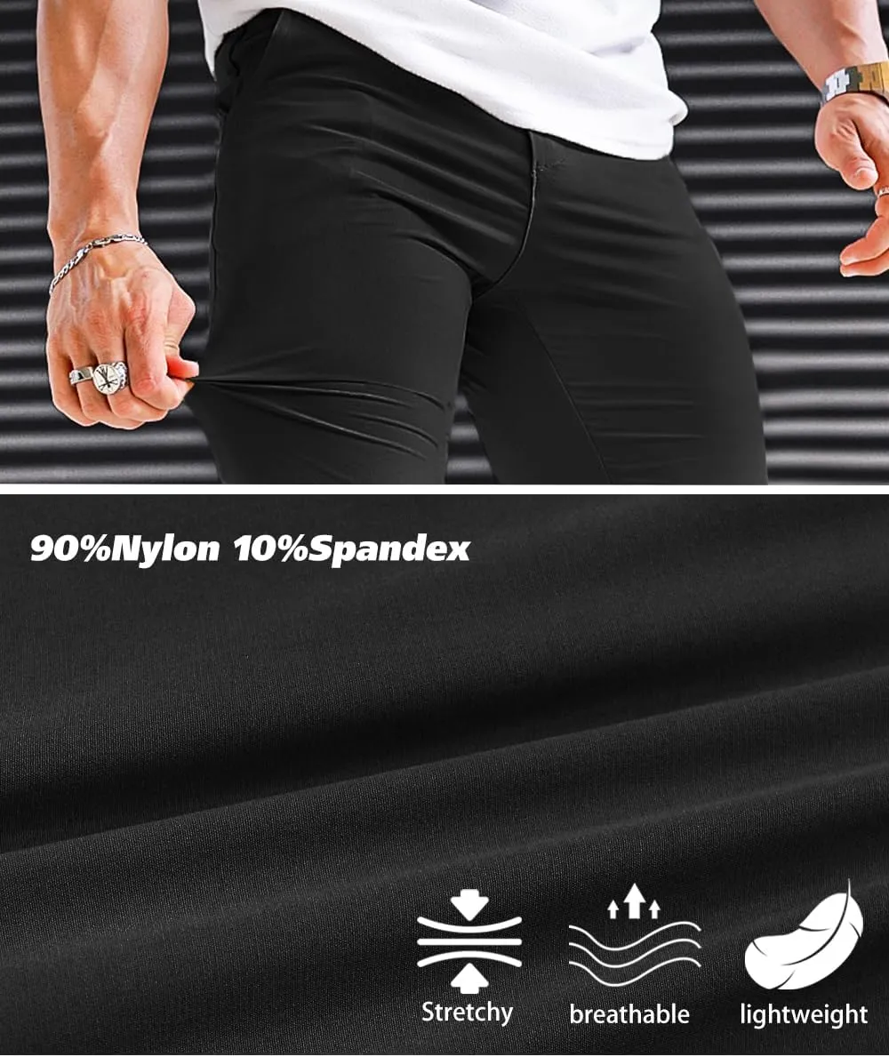 Men's 4-Way Stretch Slim Tapered Fit Golf Joggers -30" 28" 26" Inseam Nylon