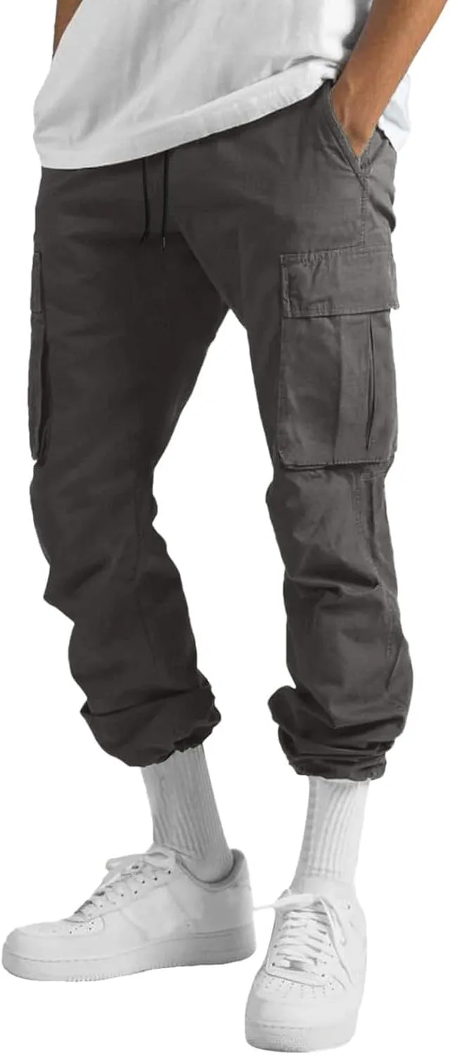 Mens Cargo Pants Casual Joggers Hiking Pants Loose Straight Athletic Workout Sweatpants with Pockets