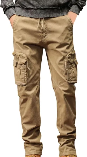 Men's Cargo Pants Outdoor Tactical Work Elastic Waist Pants for Men Slim Fit Athletic Hiking Fishing Travel Pants