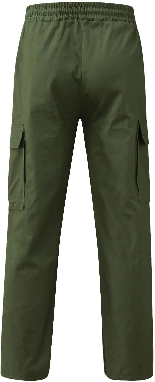 Mens Cargo Pants Twill Chino Pants Trousers Loose Fit Hiking Joggers Tapered Pants Athletic Sweatpants