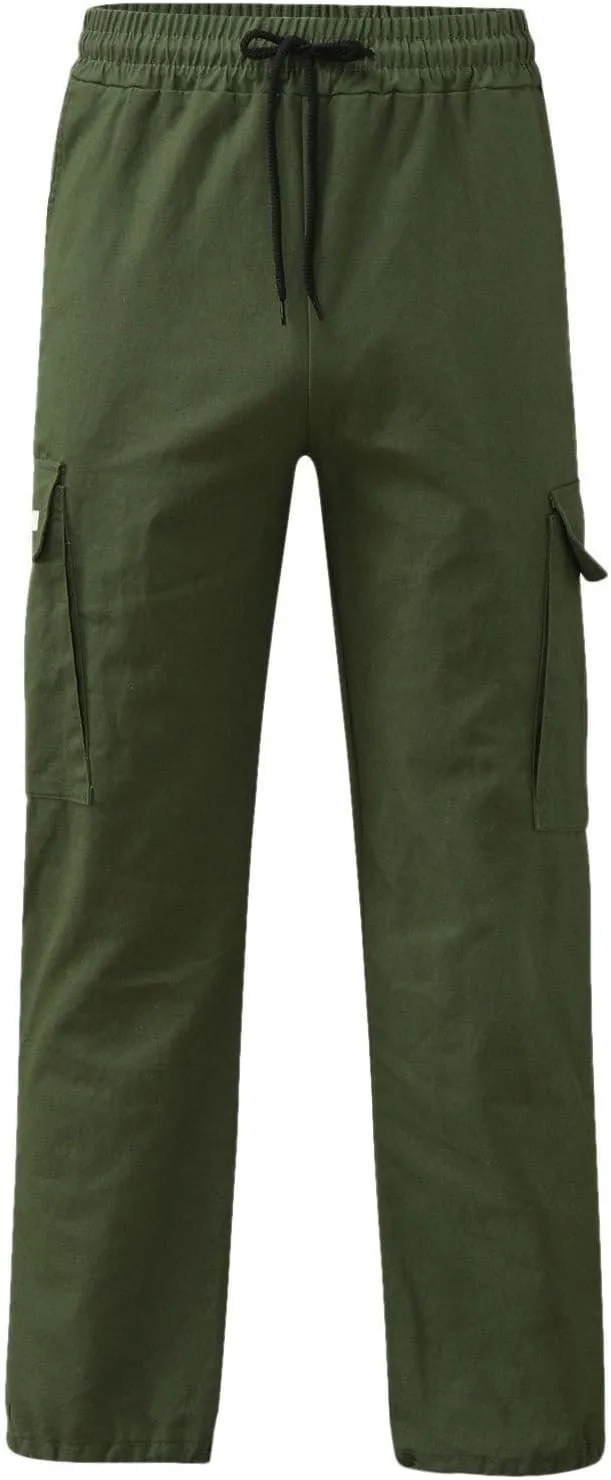 Mens Cargo Pants Twill Chino Pants Trousers Loose Fit Hiking Joggers Tapered Pants Athletic Sweatpants