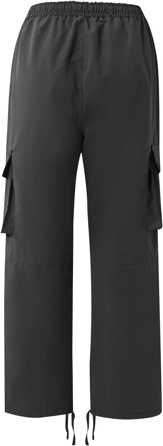 Mens Cargo Sweatpants Drawstring Waist Loose Fit Work Cargo Pants Casual Lightweight Straight Leg Pants with Pockets