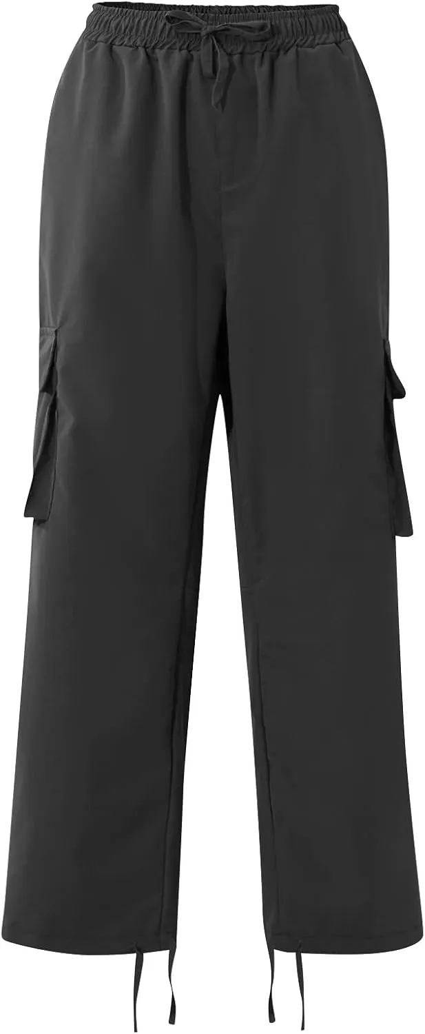 Mens Cargo Sweatpants Drawstring Waist Loose Fit Work Cargo Pants Casual Lightweight Straight Leg Pants with Pockets