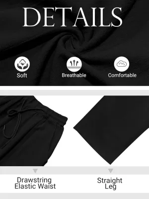 Mens Casual Linen Pants Loose Fit Elastic Drawstring Waist Straight-Legs Summer Yoga Beach Long Pants