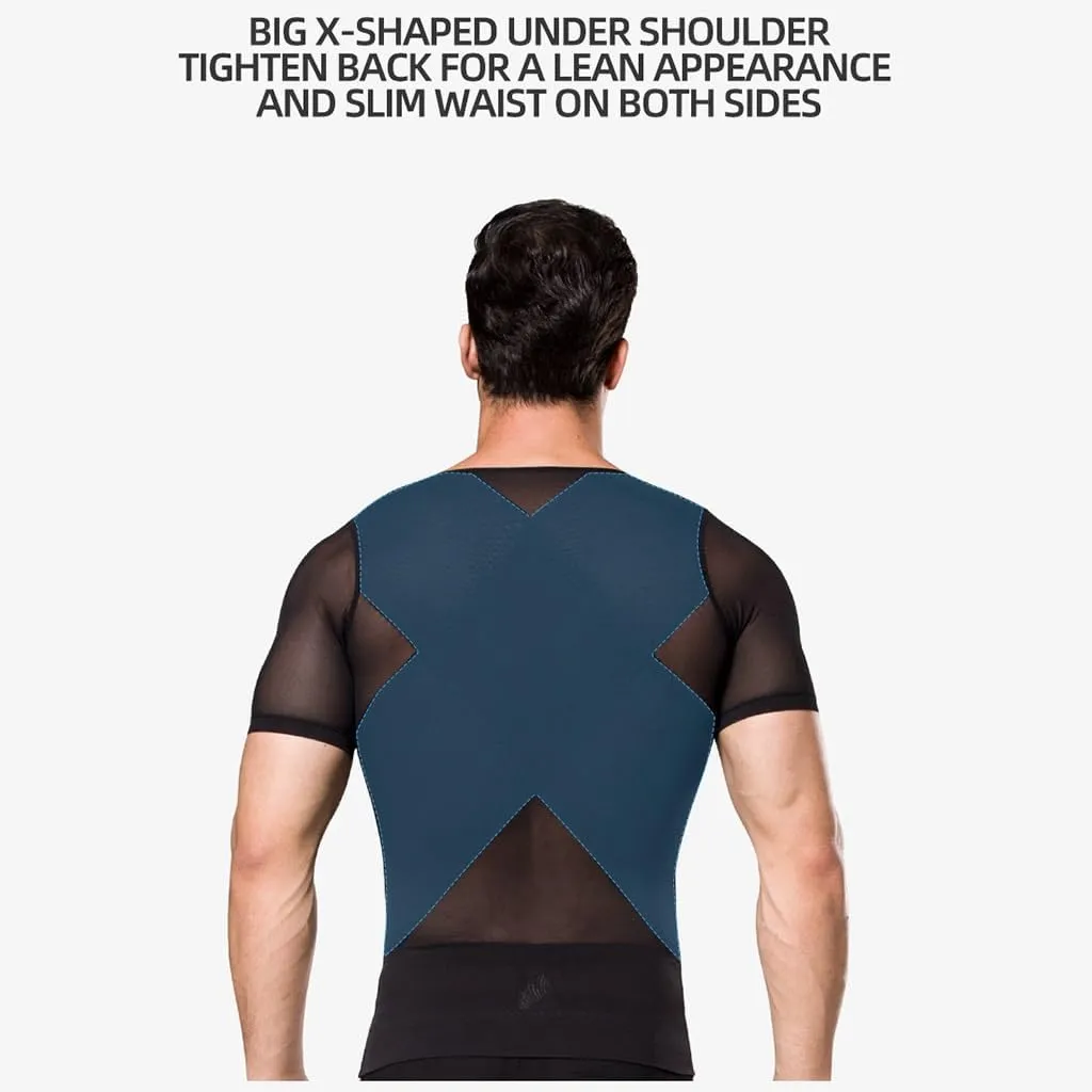 Men's Compression Tank Top Tummy Control Undershirts Slimming Body Shaper Muscle Vest Zipper Open Bust