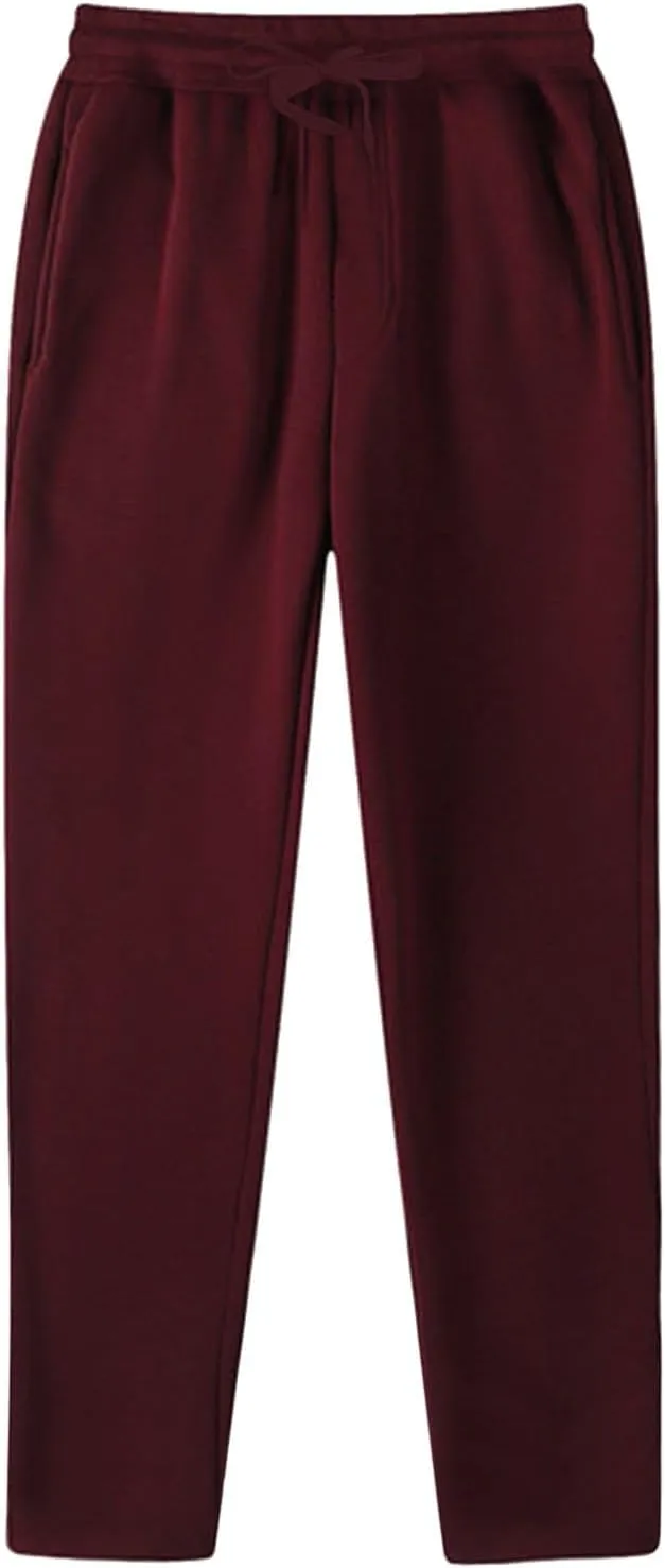 Men's Cotton Sweatpants Elastic Waist Joggers Workout Sport Pants Fall Winter Long Trousers with Pockets