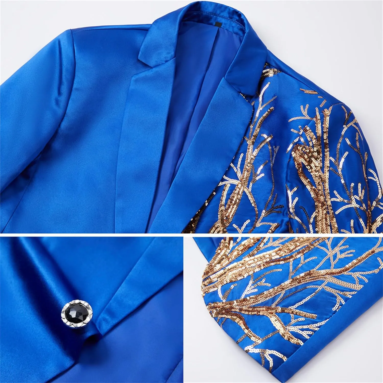 Mens Dinner Tux Dress Blazer Wedding Gold Sequin Suit Jacket Sport Coat Party Prom Jacket Vest Pants Set