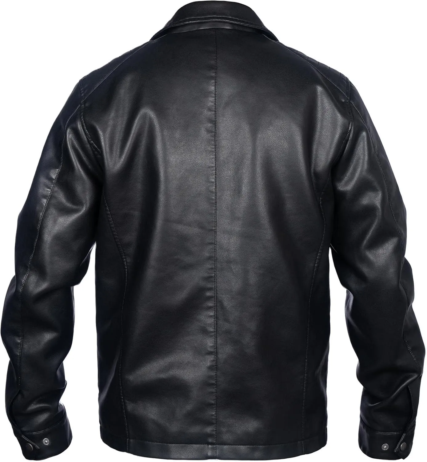 Mens Faux Leather Jacket, Padded Windbreaker, Motorcycle Biker Bomber Coat with Hood