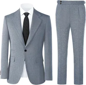 Mens Slim Fit Suit 2 Piece Tweed Suit for Men One Button Formal Wedding Prom Tuxedo Suits Jacket Pants Set